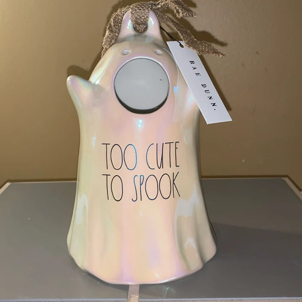 🎃👻 RAE DUNN Halloween TOO CUTE TO SPOOK Luster Ghost Birdhouse NIB
